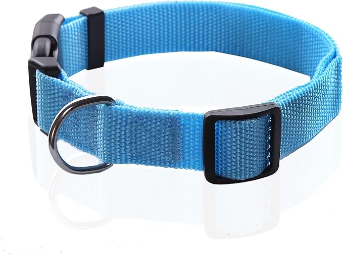 Adjustable Nylon Dog Collar, pet Collar 1 Inch 3/4 Inch 5/8 Inch Wide, for Large Medium Small Dogs (S(5/8" x 11-16"), Sky Blue)