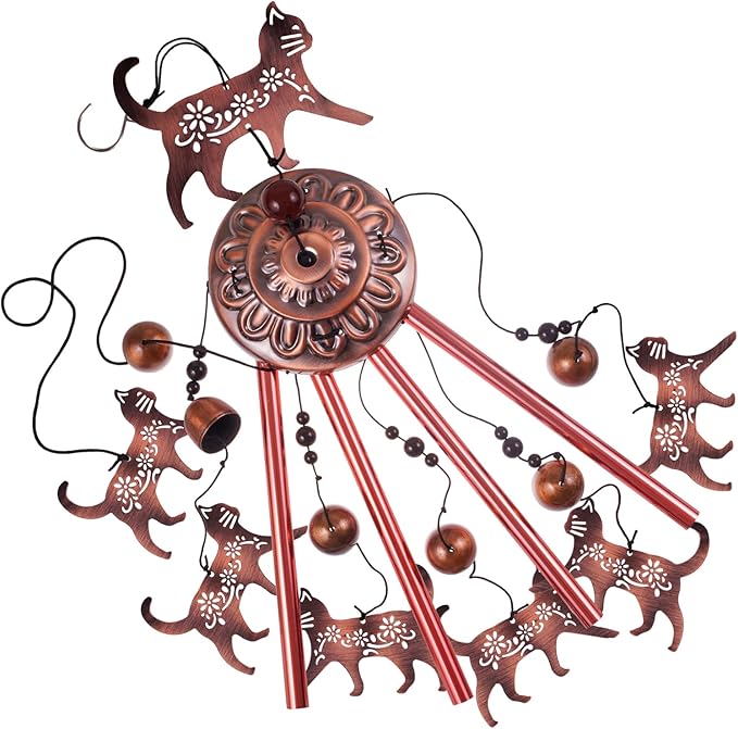 Outdoor Cat Wind Chimes, Gifts for Mom & Grandma & Woman & Family & Neighbor, Cats Decoration for Home,Garden,Balconies,Room,Patio,Indoor, Mobile Wind Catcher, Memorial Windchime, Blessing Wind Bells
