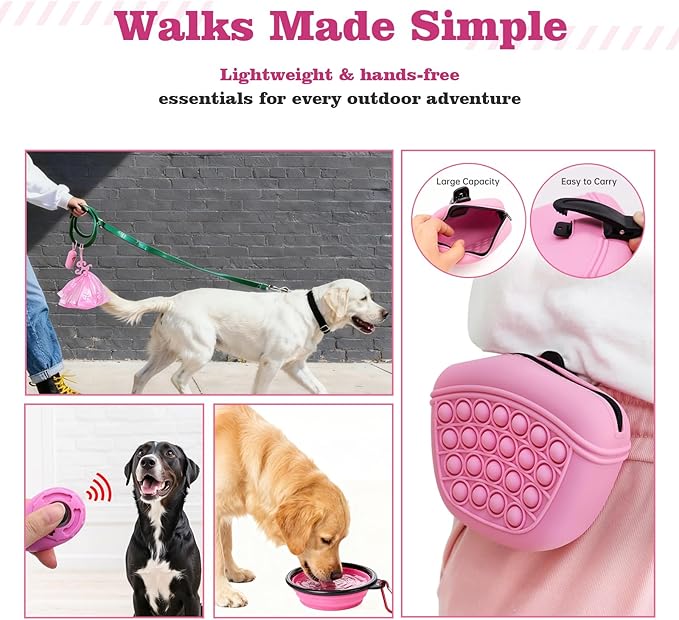 Puppy Supplies Starter Kit – Puppy Essentials and Dog Stuff Set for Small Dogs, Includes Bowls, Toys, Toothbrush, Treat Pouch and More, Welcome Home Gifts for Your New Puppies - Pink