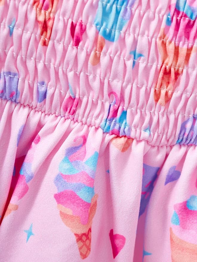 Toddler Baby Girls Summer Clothes Outfits Ruffled Sleeve Dinosaur Shirt Leopard Tops and Shorts Pants Sets 2PCS