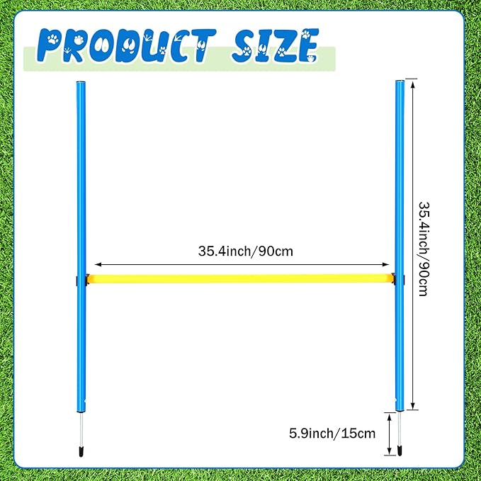 8 Set Dog Agility Jump Adjustable Dog Agility Hurdle Training Equipment Portable Jumper Hurdle Park Indoor Outdoor Exercise Tool 3.44ft High/ 2.95ft Wide(Blue and Yellow)