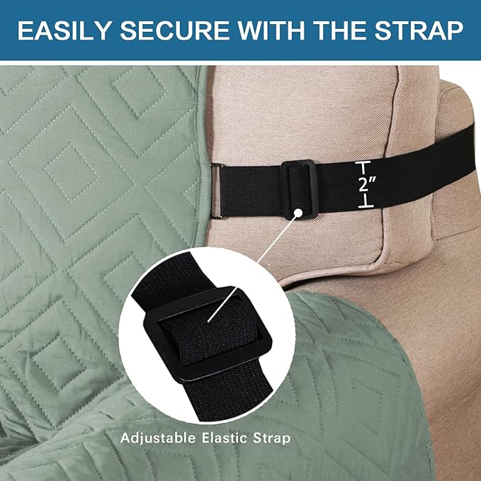 H.VERSAILTEX Reversible Loveseat Cover Furniture Protector Anti-Slip Water Resistant 2" Elastic Straps Couch Covers Pets Fit Sitting Width Up to 54"(Oversized Loveseat: 75" x 98", Desert Sage/Beige)