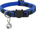 MJIYA Stylish Plaid Cat Collars with Bells - Adjustable Breakaway Kitten Collar (8-12 Inches) - Cute Collar for Girls and Boys - Pet Gift and Accessory（Blue, M
