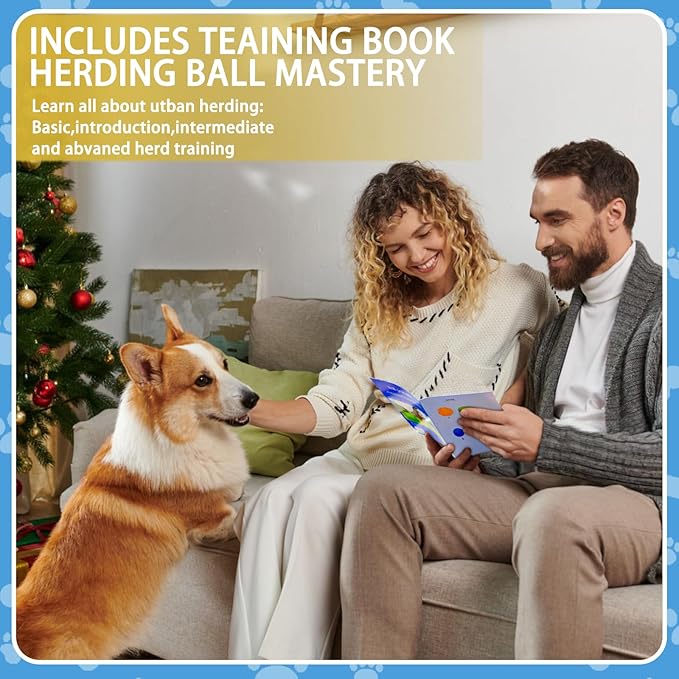 Herding Ball for Dogs, Dual Layered Herding Dog Ball Set for Australian Shepherd, Cattle, Collie, for Dog, Agility Equipment- Free Training Book