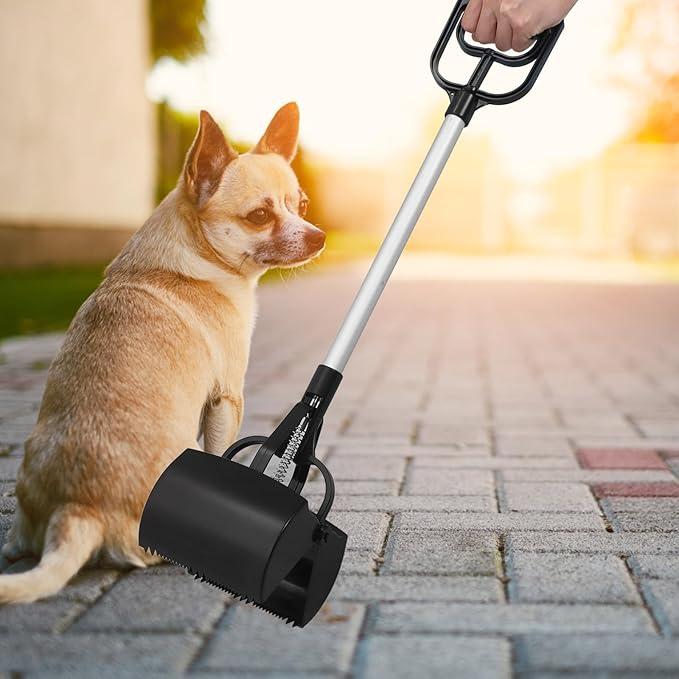 Cabilock Pet Poop Scoop Long Handle Dog Waste Picker Outdoor Cleaning Tool Black for Easy Pet Waste Pickup Random Color