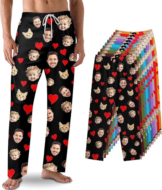 Custom Pajama Pants with Face customized PJ Pants Christmas Valentine gifts for Men Women