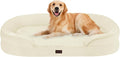 Dwanton Orthopedic Dog Bed for Large Dogs with Gel Memory Foam, Waterproof Dog Sofa, Washable Pet Bed with Four Sided Bolster Cushion, Removable Cover & Non-Slip Bottom, 42", Beige