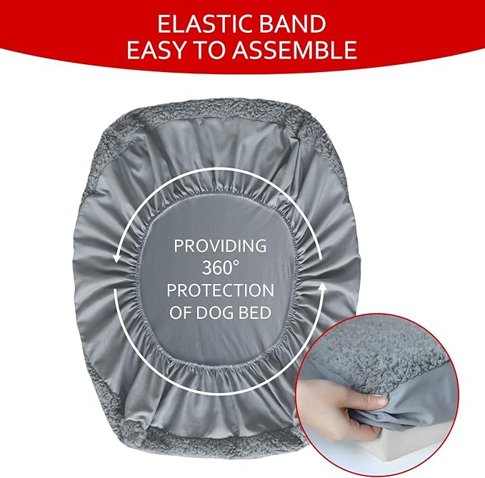 Dog Bed Covers 2 Pack Soft Plush Replacement Washable, Waterproof Pet Mattress Bed Liner Grey 54x44 Inches, for Dog/Cat, Cover Only