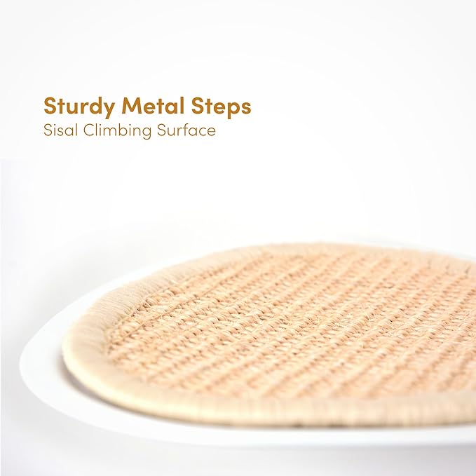 51" Wall-Mounted Cat Tree – Modern Space-Saving Cat Shelf with Sisal Scratching Post & Steel Climbing Steps – Stylish Cat Wall Furniture for Small Spaces