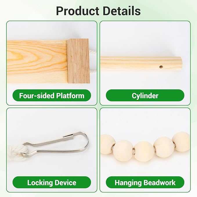 Chicken Swing,3PC Natural Wood Chicken Toys for Coop,Easy Install Chicken Perch, Fun Poultry Toys for Hens, Roosters&Birds