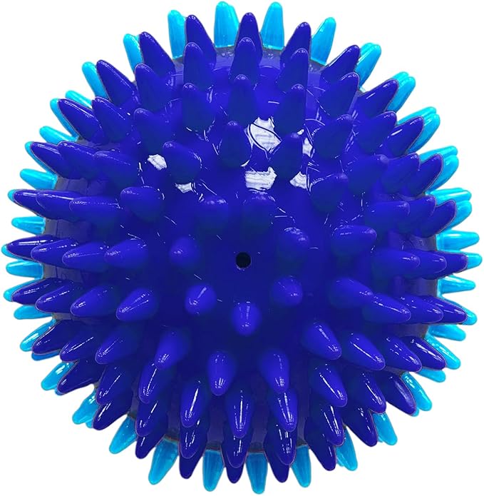 Nerf Dog 3.7in TPR 3-Part Spike Squeak Ball Dog Toy - Dark Blue/Light Blue