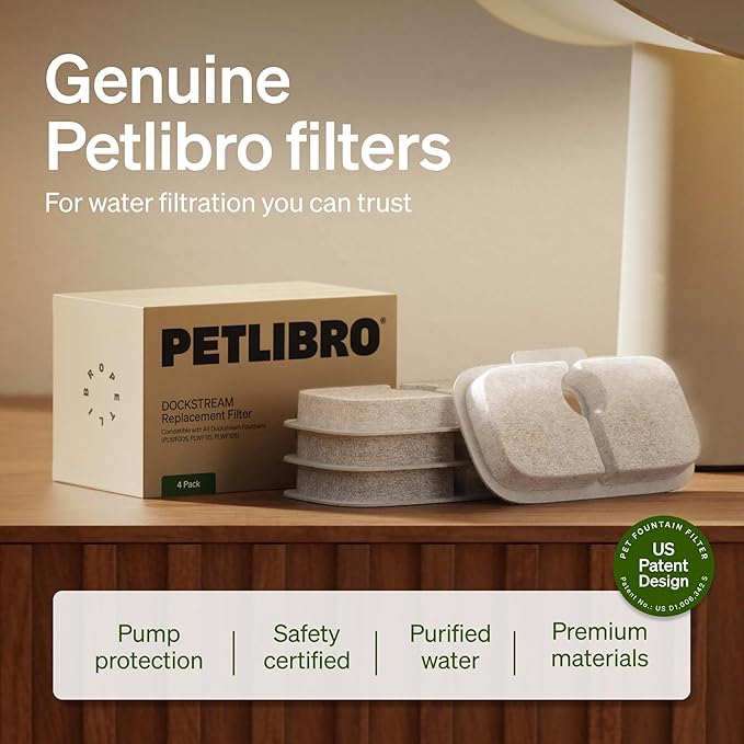 PETLIBRO 6 Packs Replacement Filters for Dockstream Cat Water Fountain PLWF105/PLWF115/PLWF106/PLWF116/PLWF005, 3 Months Set of Replacement Filters for Ultra Quiet Pet Water Fountain
