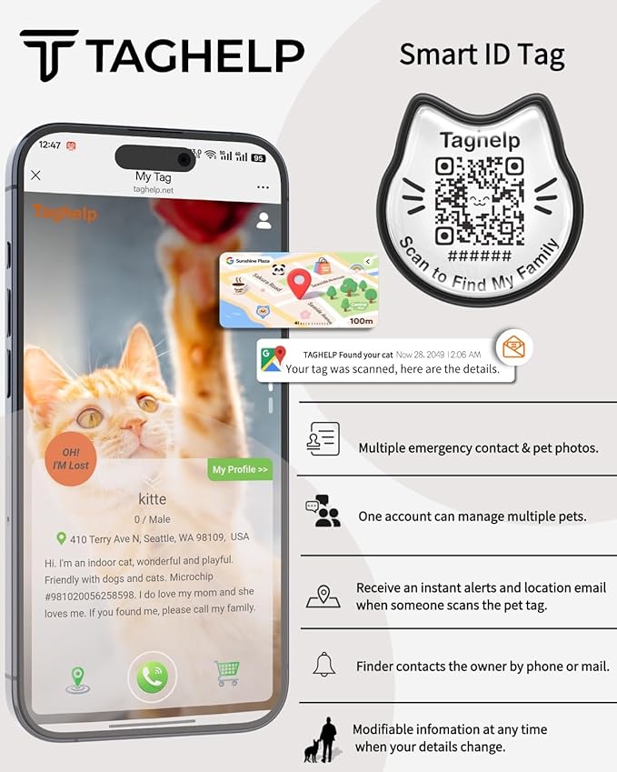 QR Code Cat Collar with Breakaway Safety Buckle, Adjustable Cotton Kitten Collar with Bell, Online Pet Profile Scan ID Tag for Lost Cats,Flower Pendant(Green)