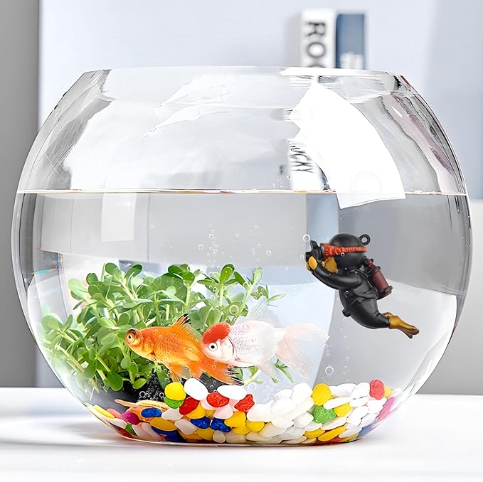 onesimcr Floating Fish Tank Decorations, Aquarium Decorations, Lovely Diver Fish Tank Decorations, Floating Device Fish Tank Accessories，Suitable for All Kinds of Fish Tanks(Black)…
