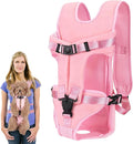 Pet Carrier Backpack, Adjustable Front Dog Carrier, Legs Out Dog Chest Carrier, Dog Back Pack for Small Medium Dogs Cats Puppies and Rabbits Hiking Camping (Pink, Large)