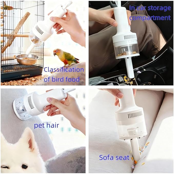 Bird Food Electric Separator,Bird Cage Cleaner,Pet Hair Collector, Mini USB Vacuum Cleaner for Bird Cage Debris Separation, Eraser Shavings, Dust, Feathers, Pet Hair, Car & Computer Keyboard Cleaning