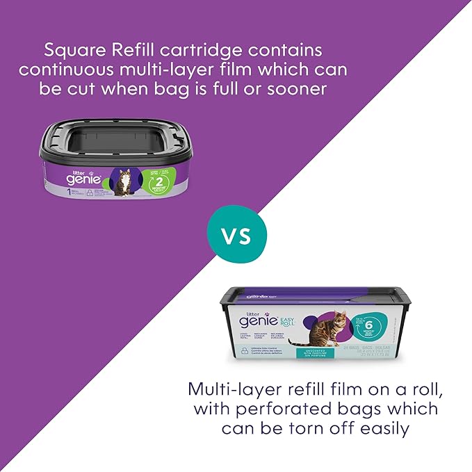 Litter Genie Easy Roll Cat Litter Disposal Pail | Odour Control, Refill Bags & Scoop
