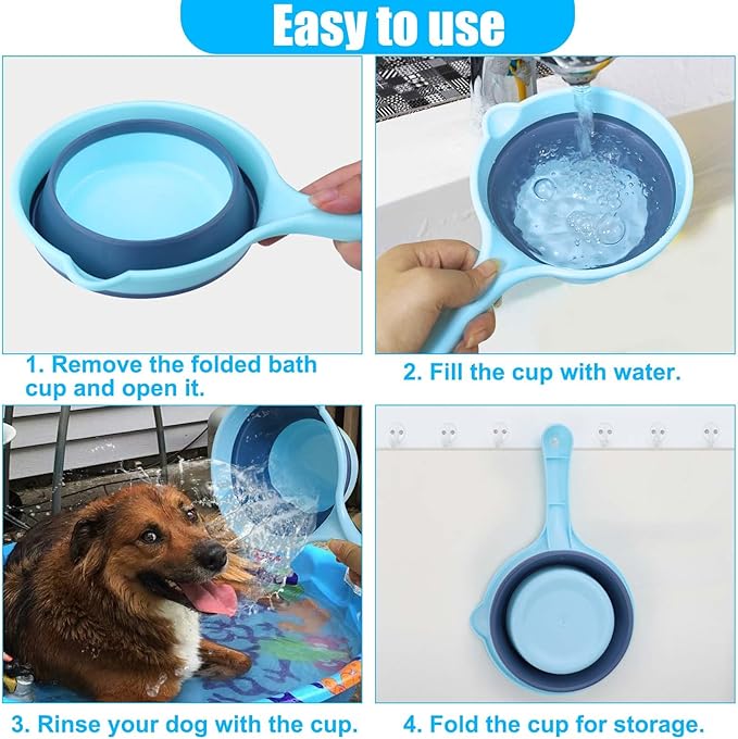 Dog Bath Rinse Cup,Portable Foldable Dog Bath Tubs Accessories,Dog Shower Bathtub Dog Pool Supplies,Dog Washing Tools,Dog Shower Attachment