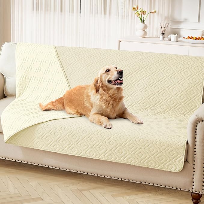 hyha Waterproof Dog Blanket, Soft Dog Bed Cover Pet Blankets, Waterproof Sofa Couch Cover for Dogs Washable, Reversible Pet Couch Covers for Sofa Furniture (68x82 Inch, Beige/Beige)