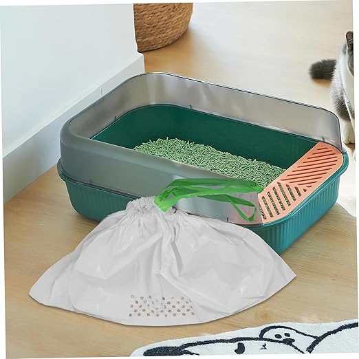 7pcs Cat Litter Filtering Bag White Cat Waste Filter Pouch for Easy Cleanup Litter Supplies for Pet Owners
