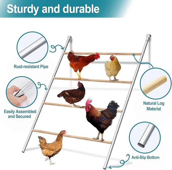 Chicken Perch, Chicken Coop Roosting Perch for Backyard Poultry, Chicken Coop Perch Easy to Assemble & Clean, Farm Chicken Toys (55" L x 40" W)