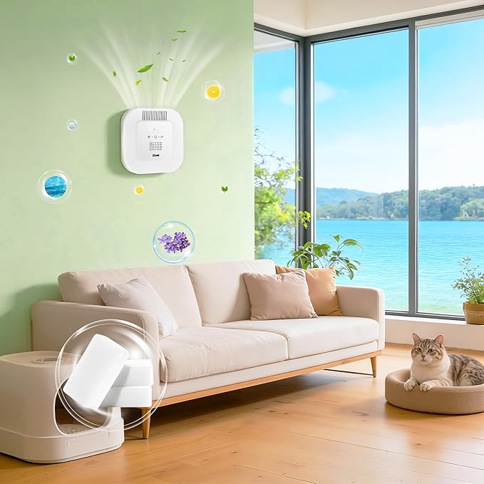 Cat Litter Deodorizer – 99% Odor Removal, Ozone Air Purifier for Pets, Strong Odor Eliminator for Litter Box, Toilet, Closet, Cabinet, Shoe, Garage
