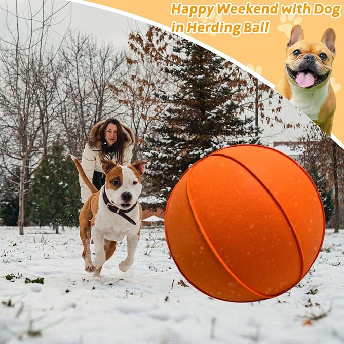 Herding Ball for Dogs, Dual Layered Herding Dog Ball Set for Australian Shepherd, Cattle, Collie, for Dog, Agility Equipment- Free Training Book (Orange, 18 inch)