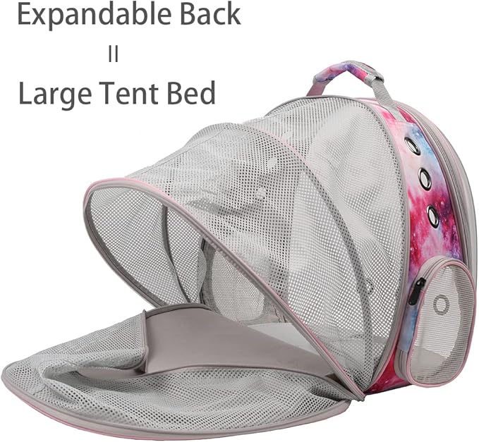 Galaxy Pink Cat Backpack Carrier for Kitten, Fit up to 12 lbs, Space Capsule Astronaut Expandable Pet Bag to Carry Small Animals, Bunny and Puppy, Cat Transport Vet Vist Bag