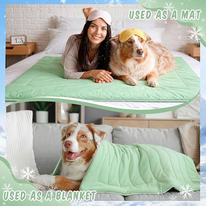 2 Pack Cooling Dog Blankets with Storage Bag Self Cooling Dog Blankets Washable Pet Cold Mats 59 x 47 Inch Portable Cat Pads for Summer Hot Weather Pet Puppies Supplies