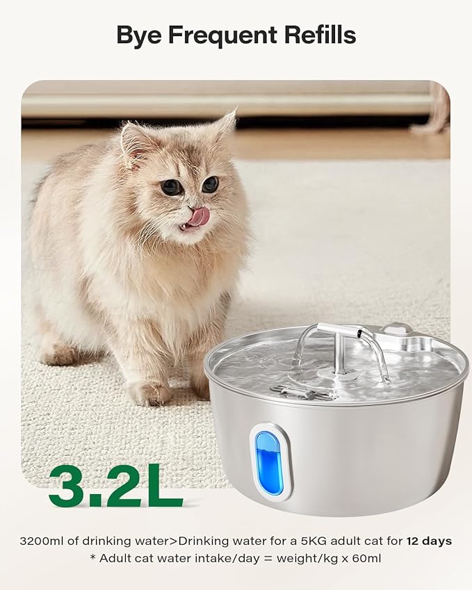 Cat Water Fountain Pump - Ultra Quiet Replacement Pump for 3.2L/108oz Cat Drinking Fountain Automatic Pet Water Dispenser
