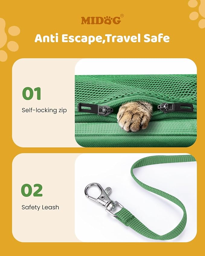 MIDOG Cat Carrier Soft for Small to Medium-Sized Cats,Up to 25 Lbs, TSA Airline Approved Soft Sided Pet Carrier