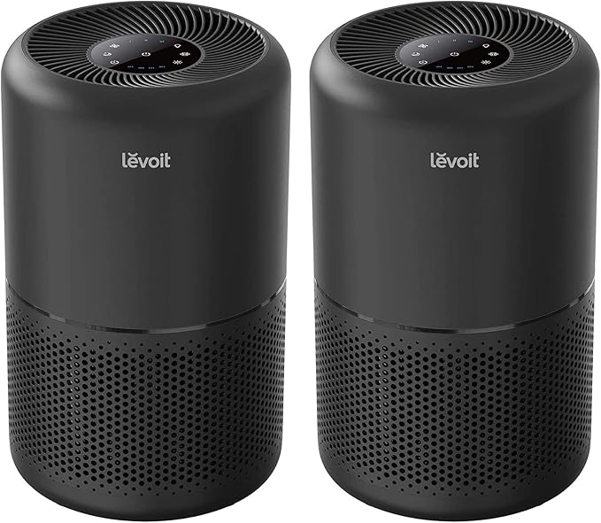 LEVOIT Air Purifier for Home Allergens Pets in Bedroom, Covers Up to 1073 ft² by 56W High Torque Motor, AHAM VERIFIDE, 3-in-1 Filter, HEPA Sleep Mode, Remove Dust Smoke Odor, Core300-P, Black, 2 Pack