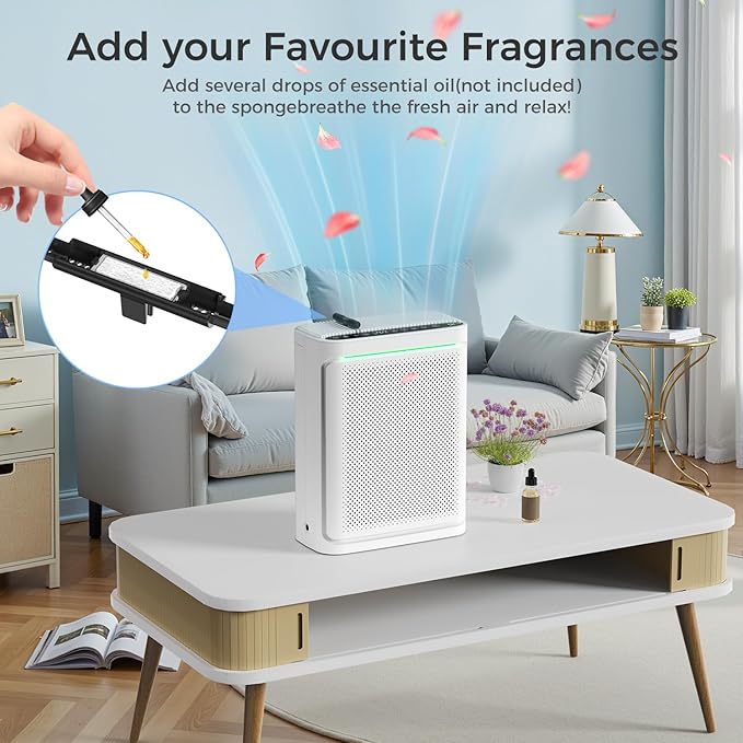 Air Purifiers For Home With Air Quality Display Cover Area Up to 2152 Sq.Ft Equipped with True H13 HEPA Washable Filter Air Cleaner with Fragrance Sponge for Bedroom Dorm Room, DH-JHD08(White)