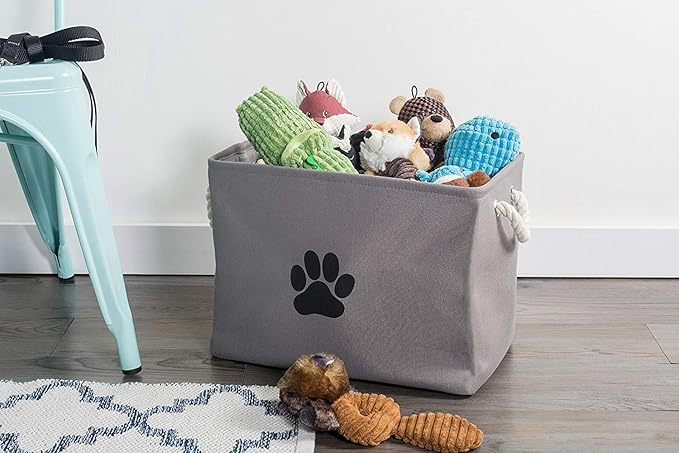 Bone Dry Pet Storage Collection Collapsible Bin, Small Rectangle, Gray