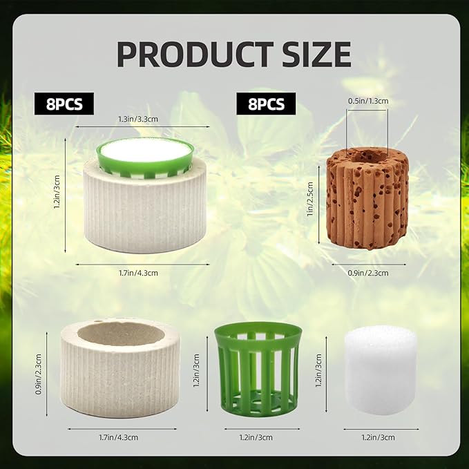 16 Pack Aquarium Plant Weights, Aquatic Plants Fixed Ring Set, Anti-Floating Ceramic Aquarium Plant Rings, Aquarium Landscape Decoration Fish Tank Accessories 1.8 x 1.3 Inch