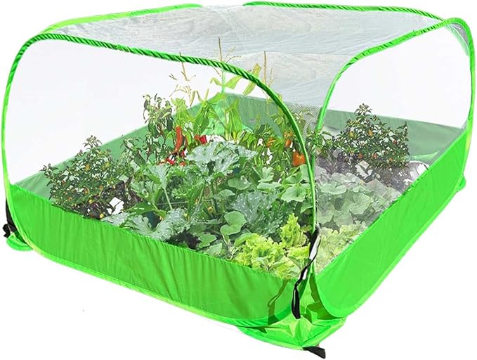 Pop-up Garden Mesh Plant Cover Outdoor Tent Garden Cover Mesh Bird and Pest Protection Guard for Raised Bed Protection Fruits Vegetables Seedlings and Herbs (1pcs 35.4x35.4x27.5in Without Bottom)