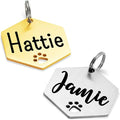 Ultra Joys Dog Tags Personalized for Pets - Hollow Paw Custom Pet ID Tag - Engraved Dog Tag for Small, Large Dogs - Large Hexagon in Gold