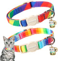 Cat Collar,2 Pack LGBT Cat Collars Breakaway with Bell, DOGWONG Safety Buckle Cat Collar for Girl Boy Cats and Small Dogs，Adjustable Kitten Collar 7-12 Inch,Pet Supplies Accessories