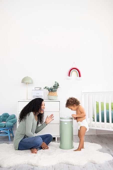 Ubbi Steel Diaper Pail, Odor Locking, No Special Bag Required, Award-Winning, Registry Must-Have, Sage Green