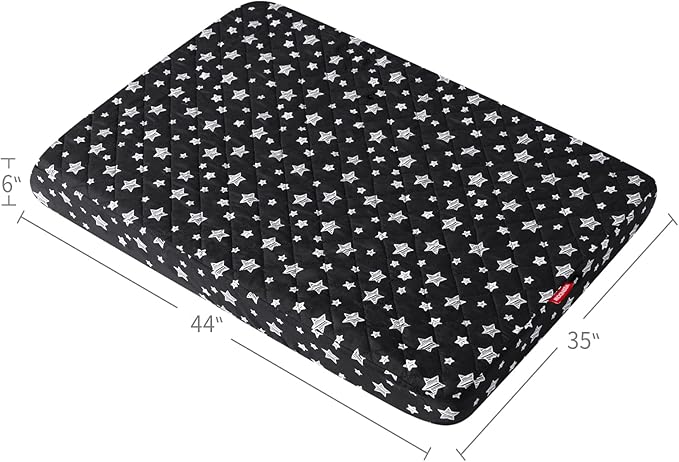Waterproof Dog Bed Covers Replacement Washable Pet Hair Easy to Remove, Noiseless Quilted Puppy Pet Bed Cover Lovely Black Star Print 35x44 Inches, for Dog/Cat, Cover Only