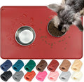 VIVAGLORY Dog Food Mat Flexmat Dog Bowl Mat, Placemat Food Tray with Raised Edges & Lip for Indoor Floor, Non Slip Waterproof Silicone Dish Placemat for Cat & Pet, S, Burgundy