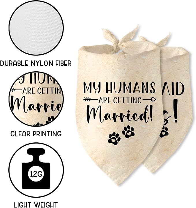 Engagement Gifts My Humans are Getting Married! SHE Said Yes! Pet Bandana Scarf Wedding Photo Prop Pet Accessories for Dog Lovers Owner Gift Engagement Party Bridal Shower Decorations