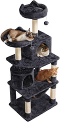 Topeakmart 62.2 inches Cat Tree, Cat Tower w/Double Condos, Scratching Posts & Hammock, Cat Activity Tree Kitten Play House, Black