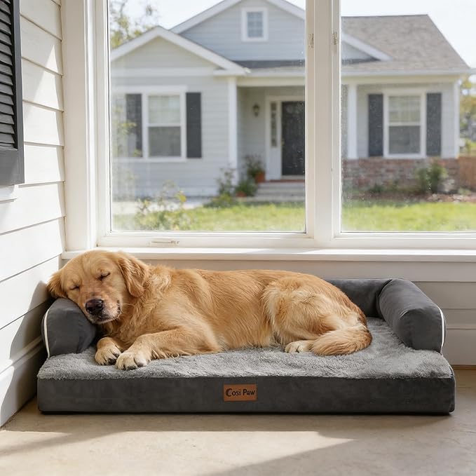 Orthopedic XXL Dog Beds, Waterproof Egg Crate Foam Big Pet Bed for All Breed Sized Dogs 53x42Inch, Washable Extra Large Dog Couch Bed with Removable Cover and Non-Slip Bottom, Dark Grey