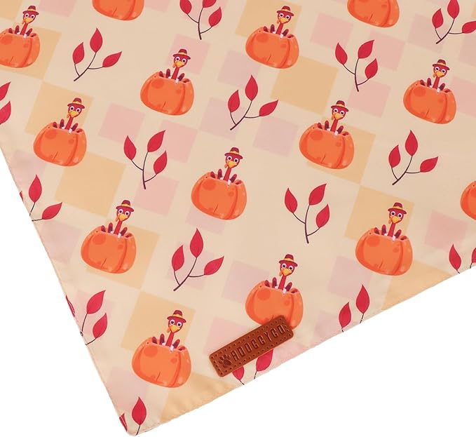 ADOGGYGO Thanksgiving Dog Bandanas 2 Pack, Reversible Turkey Pumpkin Pet Scarf Bib, Adjustable Fit Orange Thanksgiving Bandana for Medium Large Dogs (Large)
