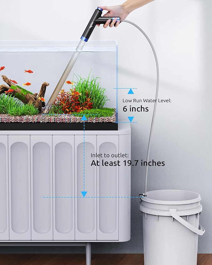SEAOURA Aquarium Siphon Pump Gravel Cleaner, Fish Tank Vacuum Gravels Cleaning Kit, Manual Water Changer with Air Push Button, Aquariums Sand Clean Set, Hose for Suck Manure Wash Sand