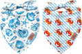 JarThenaAMCS 2Pcs Sea Dog Bandana Summer Ocean Animal Theme Triangle Pet Scarf Double-Sided Adjustable Pet Neckerchief for Hawaii Beach Party Decor Small Medium Large Dog Costume Accessories