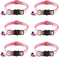 6 Pack Breakaway Cat Collar with Bells, Claw Print Design, Safety Buckle Kitten Collars, 0.4 Inches Width Lightweight, Adjustable 7.5-12.5 Inches Suitable for Girl Boy Cats