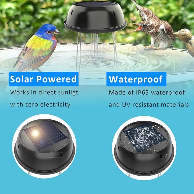 Lewisia Solar Wiggler Water Mover for Bird Bath Solar Powered Birdbath Water Agitator