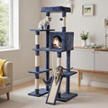 Large Cat Tree 63 Inch, Multi-Level Tall Cat Tree Tower with Condo, Perch, Sisal Scratching Posts Board and Hammock, Pet Play House with Dangling Balls for Indoor Cats, Dark Grey